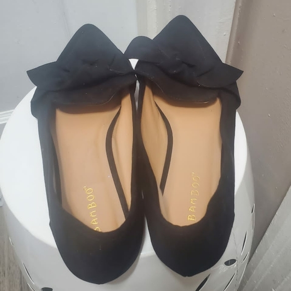 🌴Bamboo Justify-50 Bow Black Faux Suede Slip On Flats Size 10✌️ - Picture 7 of 14